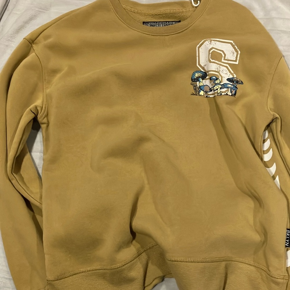 Mushroom Print Yellow Sweatshirt